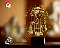 3D світильник нічник з пультом "Міньйон Боксер" 3DTOYSLAMP