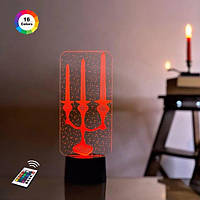 3D светильник ночник с пультом "Подсвечник" 3DTOYSLAMP