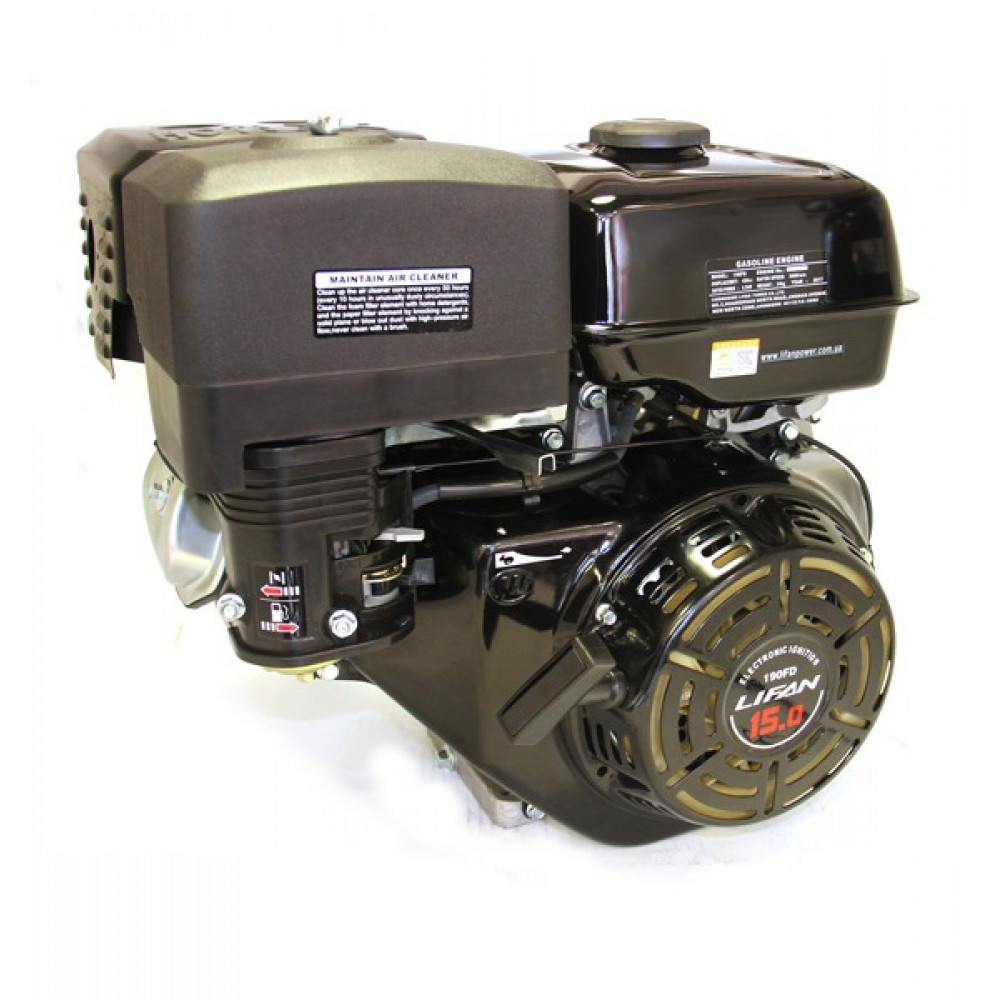 Бензиновый двигатель LIFAN 190FD (3А) с электростартером вал Ø 25 мм под шпонку (15 л.с.) - фото 2 - id-p1959725665