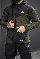 Костюм мужской Куртка (ветровка) + Штаны The North Face черно-хаки Спортивный комплект осенний весенний ТНФ