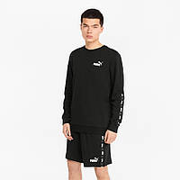 Толстовка чоловіча Puma Ess+ Tape Crew Sweatshirt 847384 01 (чорна, бавовна, спортивна, бренд пума)