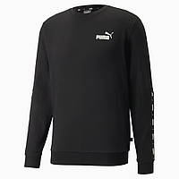 Толстовка мужская Puma Ess+ Tape Crew Sweatshirt 847384 01 (черный, хлопок, спортивная, бренд пума)