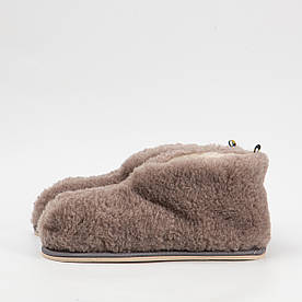 Теплі домашні чуні-тапки з натуральної овчини та піногумовою підошвою (36-45 розмір, сірі)
