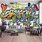 Написи флізелінові фотошпалери 368x254 см Для підлітків Барвисті графіті на цегляній стіні Найкраща якість, фото 8