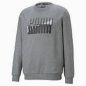 Толстовка чоловіча Puma Power Logo Crew Neck Sweatshirt 849791 03 (сірий, бавовна, фліс, спортивна, пума)