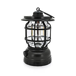 DR Лампа-ліхтар SW-1933T, 3LED, диммер, корпус-пластик, ударостійкий, USB кабель + Solar, акум 18650, Black,