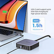 МЗП для швидкої зарядки UGREEN Nexode 200W GaN Desktop Charger 2USB+4Type-C (сірий) CD271, фото 9