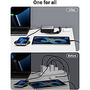 МЗП для швидкої зарядки UGREEN Nexode 200W GaN Desktop Charger 2USB+4Type-C (сірий) CD271, фото 10