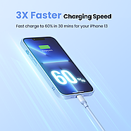Кабель для зарядки iPhone Type-C на Lightning з чипом MFI UGREEN 20W 3A Silicone Cable 1m (синій) US387, фото 3