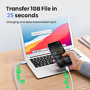 Кабель для зарядки iPhone Type-C на Lightning з чипом MFI UGREEN 20W 3A Silicone Cable 1m (синій) US387, фото 5