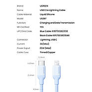 Кабель для зарядки iPhone Type-C на Lightning з чипом MFI UGREEN 20W 3A Silicone Cable 1m (синій) US387, фото 10