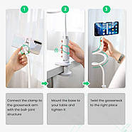 Гнучкий тримач для телефона UGREEN Multifunction Phone Clip Stand 90см (білий) LP113, фото 8