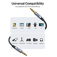 Кабель аудіо Ugreen 3.5mm Male to 3.5mm Male 4-Pole Microphone Audio Audio Aux Cable 2м (сірий) AV183, фото 5