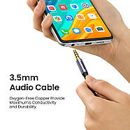 Кабель аудіо Ugreen 3.5mm Male to 3.5mm Male 4-Pole Microphone Audio Audio Aux Cable 2м (сірий) AV183, фото 6