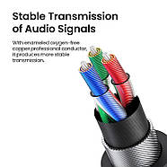 Кабель аудіо Ugreen 3.5mm Male to 3.5mm Male 4-Pole Microphone Audio Audio Aux Cable 2м (сірий) AV183, фото 9