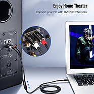 Кабель аудіо Ugreen 3.5mm Male to 2RCA Male Hi-Fi Cable 1м (чорний) AV116, фото 5