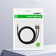 Кабель аудіо Ugreen 3.5mm Male to 2RCA Male Hi-Fi Cable 1м (чорний) AV116, фото 10