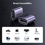 Сплітер адаптер Ugreen HDMI 8K Female to Female Adapter For Extension (сірий) HD159, фото 2