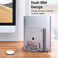 Вертикальна підставка для ноутбука UGREEN Vertical Laptop Stand (Dual-slot) (сірий) LP258, фото 4