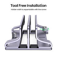 Вертикальна підставка для ноутбука UGREEN Vertical Laptop Stand (Dual-slot) (сірий) LP258, фото 6
