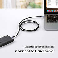 Кабель UGREEN USB-A 3.0 Male to Male AM/AM Aluminum Case Braided Cable 1м (чорний) US373, фото 5
