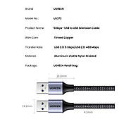 Кабель UGREEN USB-A 3.0 Male to Male AM/AM Aluminum Case Braided Cable 1м (чорний) US373, фото 10