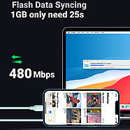 Кабель для зарядки iPhone Type-C на Lightning з чипом MFI UGREEN 20W 3A Silicone Cable 1m (зелений) US387, фото 6