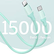 Кабель для зарядки iPhone Type-C на Lightning з чипом MFI UGREEN 20W 3A Silicone Cable 1m (зелений) US387, фото 7