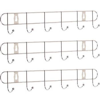 Хромована вішалка настінна на 6 гачків 33*5*4 см 240-6в Вішалка для речей