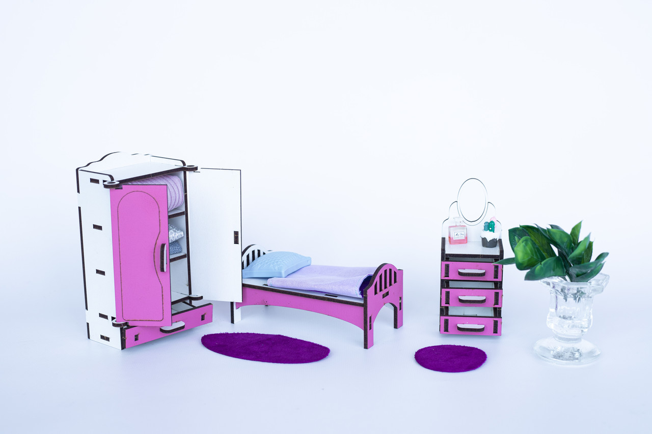 «Спальня» набор кукольной мебели ForestWood для LOL, розовый - фото 2 - id-p1950447333