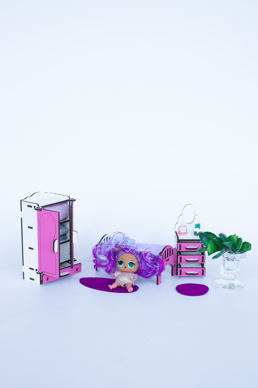 «Спальня» набор кукольной мебели ForestWood для LOL, розовый - фото 5 - id-p1950447333