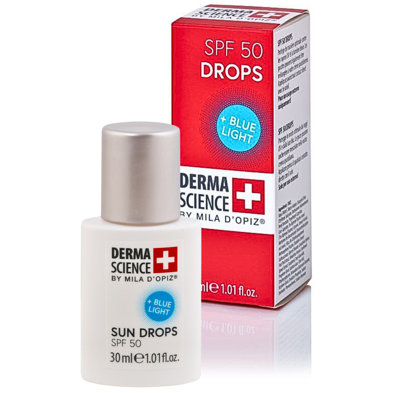 Краплі Sun Drops SPF 50: Захист від Сонця та синього Світу Derma Science by Mila D'Opizb Switzerland, об'єм 30 мл