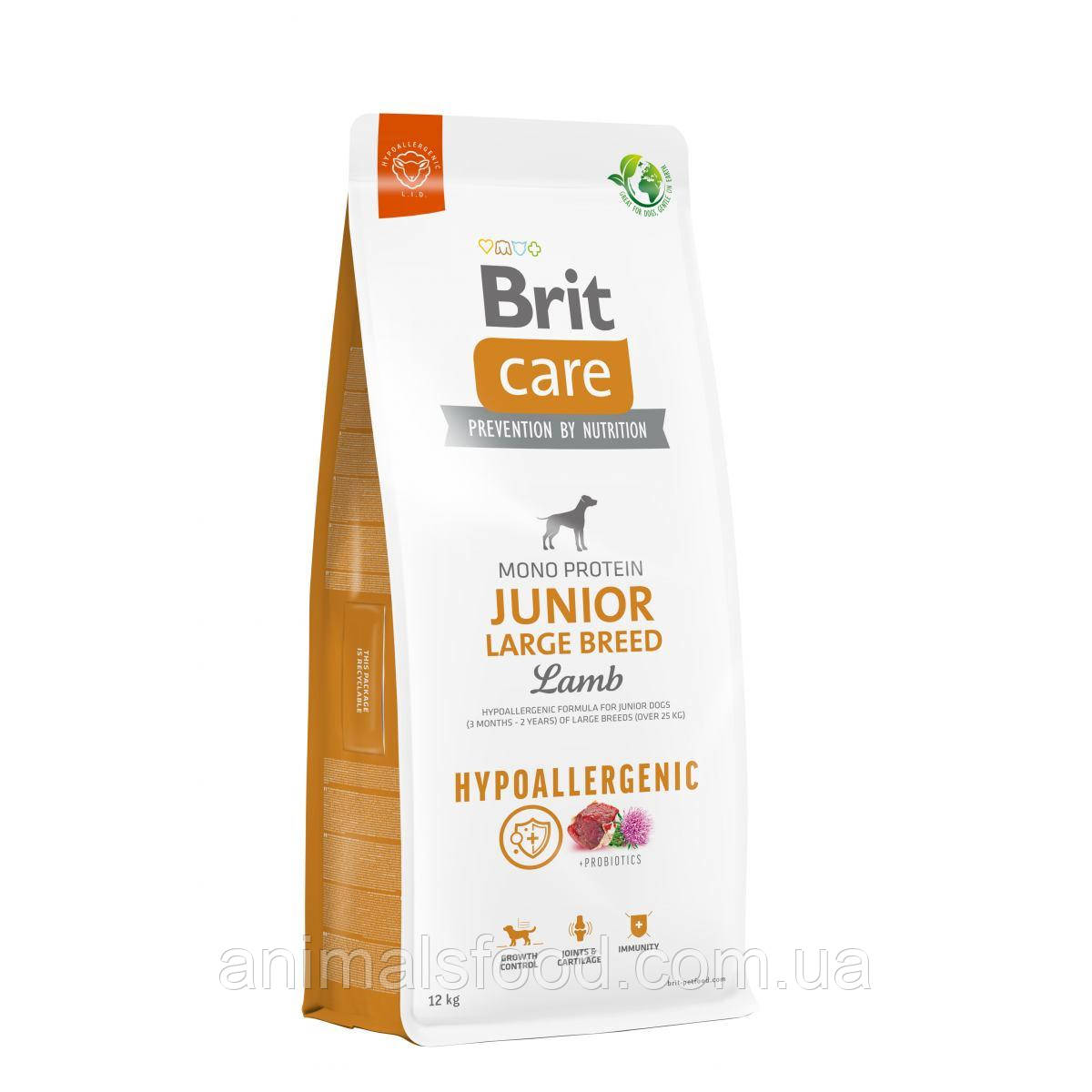 Сухий корм Brit Care (Бріт Кеа) Junior Large Breed Lamb & Rice для цуценят і молодих собак великих порід (ягня і рис) 12 кг