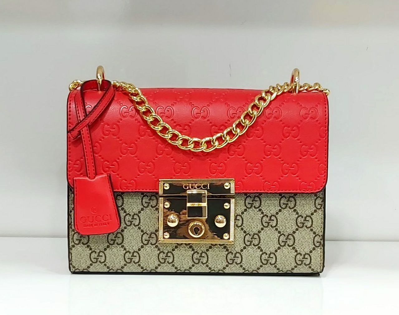 Жіноча сумка Gucci, на ціпку, червона 931070, фото 1