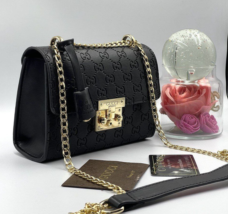 Жіноча сумка Gucci, на ціпку, чорна 931068, фото 1
