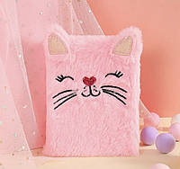 Блокнот пухнастий рожевий Котик для дівчаток