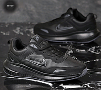 Кроссовки Nike Zoom Мужские полностю Черные Кожаные Нейлон, Кроссовки Осенние Повседневные Эко Кожа 9489