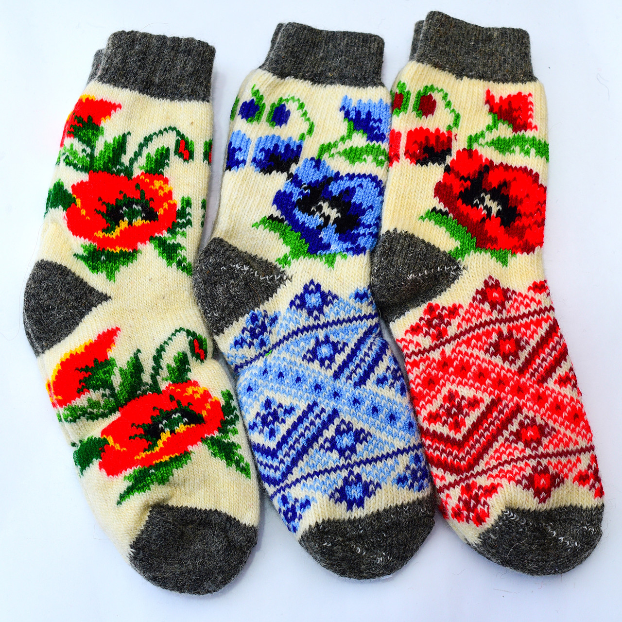 Товсті вовняні жіночі шкарпетки "Маки" р.35-39, фото 1