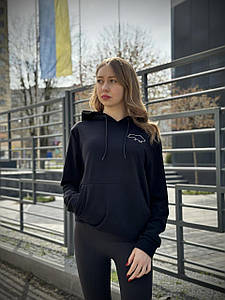 Жіночий демісезонний худі з мапою України чорний (двонитка)