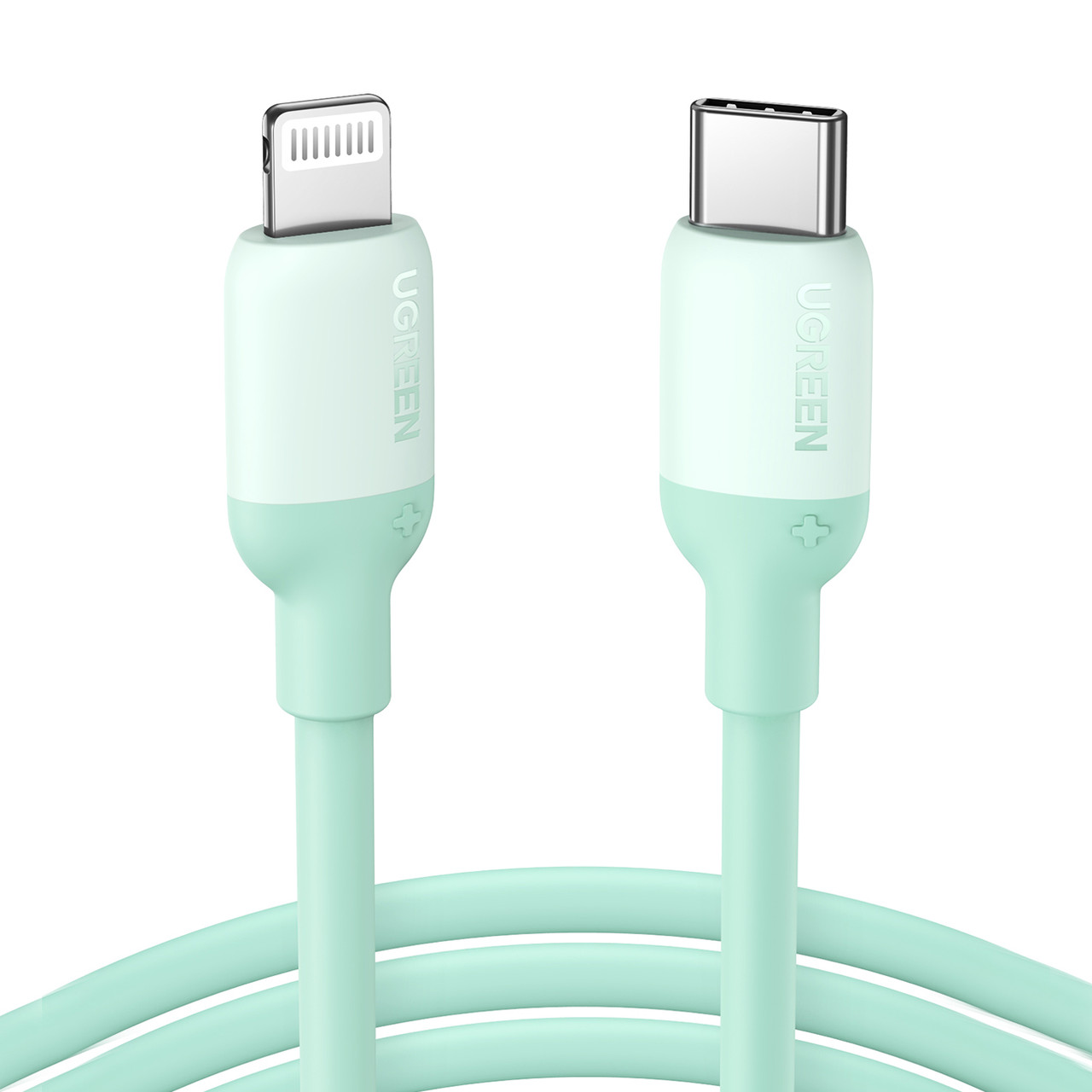 Кабель для зарядки iPhone Type-C на Lightning з чипом MFI UGREEN 20W 3A Silicone Cable 1m (зелений) US387, фото 1