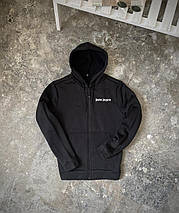 Зимова кофта на змійці з начосом Palm Angels чорна, фото 2