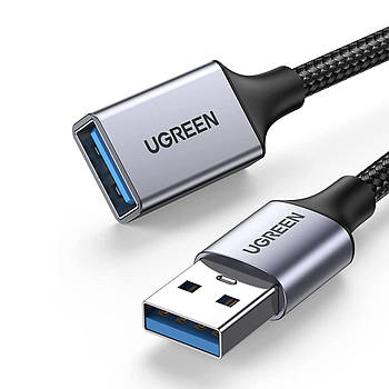 Кабель подовжувач USB 3.0 Ugreen Male to Female Extension Cable Aluminum Case 1м (чорний) US115