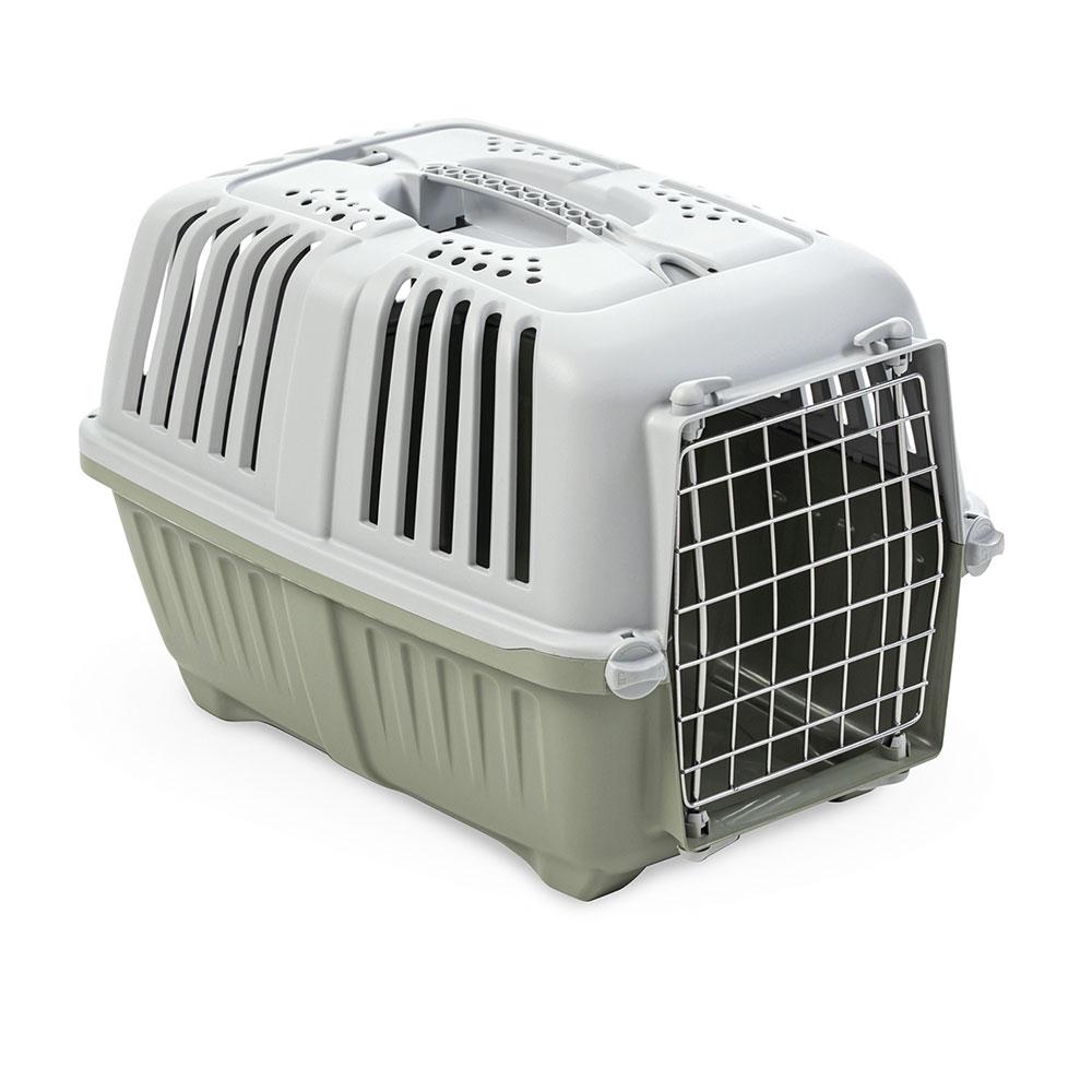 Переноска PRATIKO 3 METAL LIGHT GREEN для котів та собак до 24 кг з металевими дверима 60х40х38 см мікс зелений
