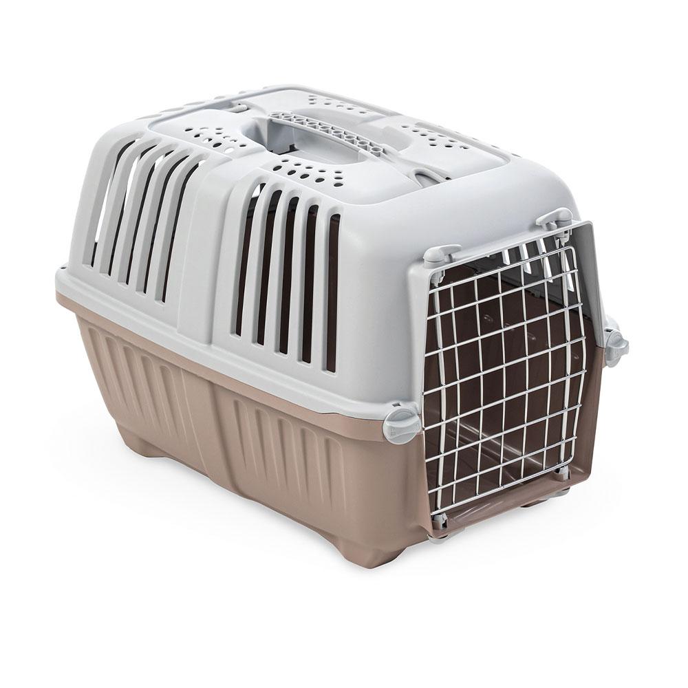 Переноска PRATIKO 1 METAL CIPRIA для котів і собак до 12 кг з метал.дверями, 48х31.5х33 см світло-коричнева