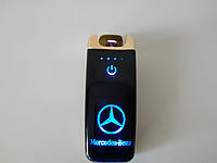 Зажигалка Электроимпульсная USB с логотипом Mercedes 5406 Черно-золотая ht