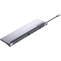Концентратор Vention USB3.1 Type-C to DP\/HDMI\/VGA\/USB-C\/USB3.0x3\/RJ45\/SD\/TF\/TRRS 3.5mm\/PD 100W 12in1 (THSHC)