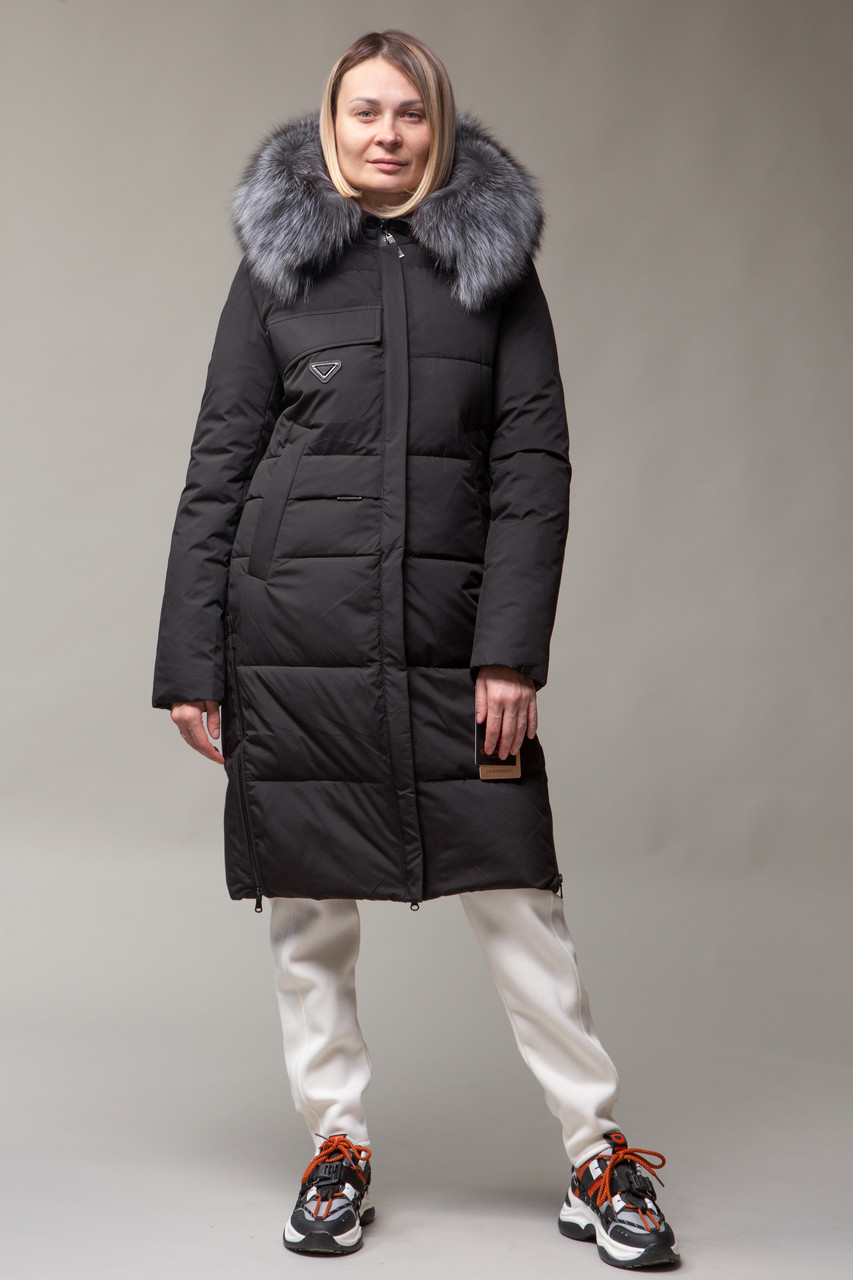 Пуховик SYMONDER з натуральним хутром чорнобурки, фото 1
