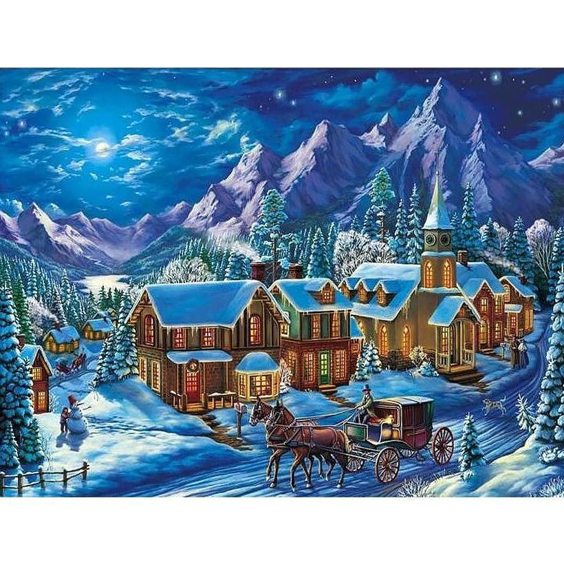 Картина за номерами 40x50 см DIY Зимова новорічна село (FRA 73472)
