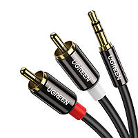 Аудіо кабель UGREEN 3.5 mm Male to 2RCA Male Hi-Fi Cable 3м (чорний) AV116