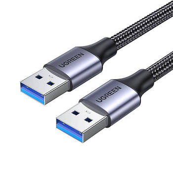 Кабель UGREEN USB-A 3.0 Male to Male AM/AM Aluminum Case Braided Cable 1м (чорний) US373
